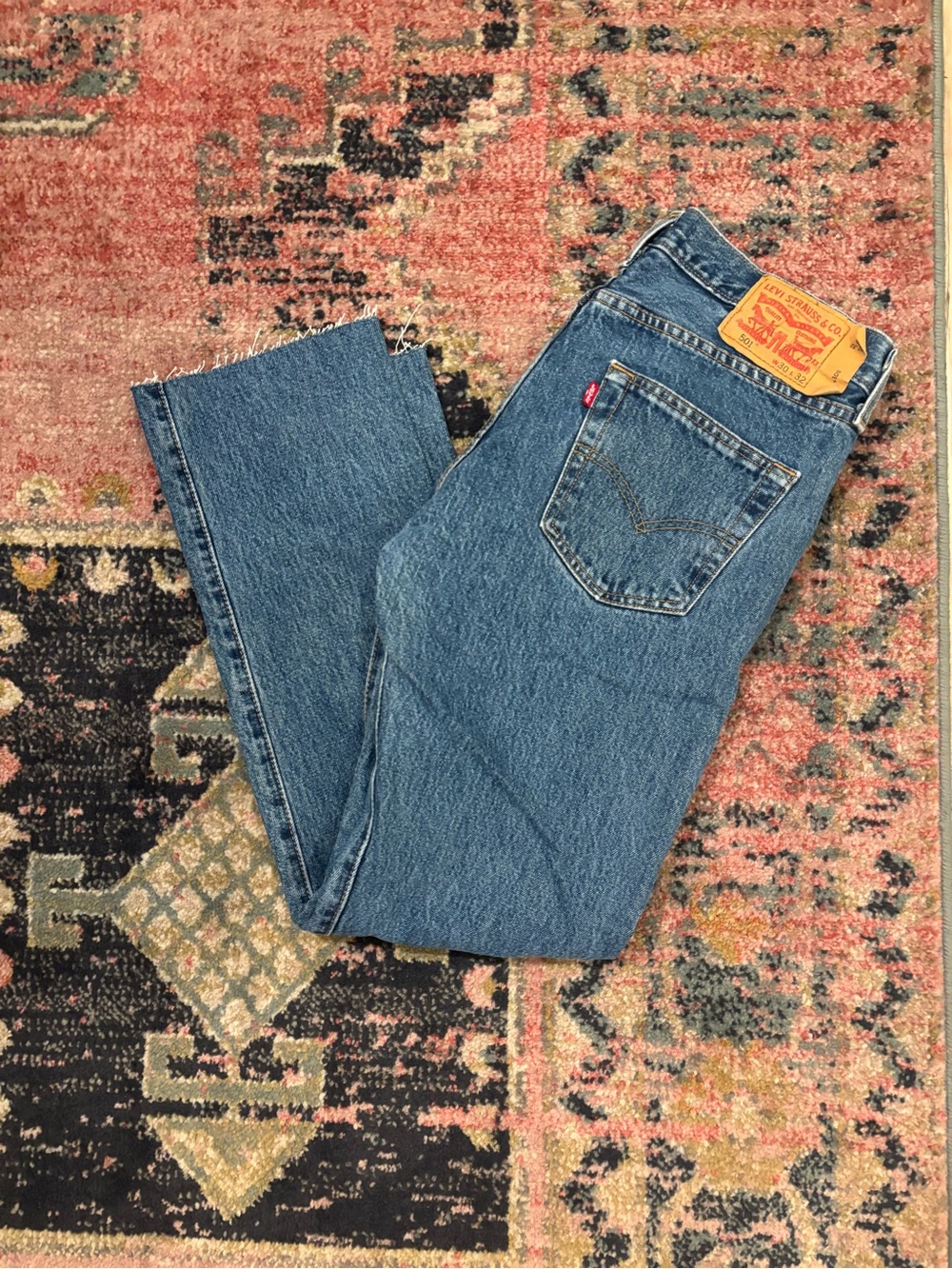 Levi's Men's Medium Blue Straight Jeans with Leather Patch